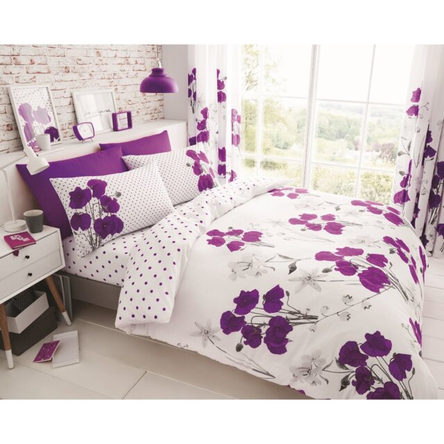 Floral Design Duvet Cover Set Polycotton with Pillowcases - Yarn Bedding