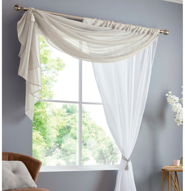 Anah Double Layer Voile Slot Top Sheer Curtain Panel