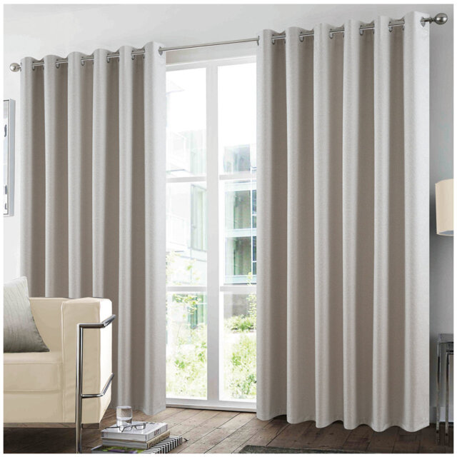 Luxury Glitter Textured Window Curtain Pair Thermal Insulated Noise Reducing Polyester Drapes with Ring Top for Bedroom Living Room Décor
