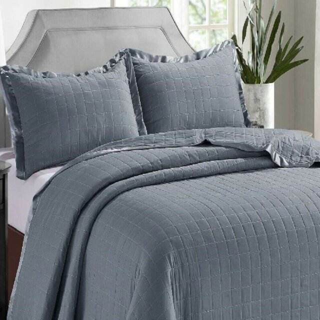 Osca Embossed Microfiber Bedspread Set All-Season Comforter Bed Throw with Matching Pillow Shams