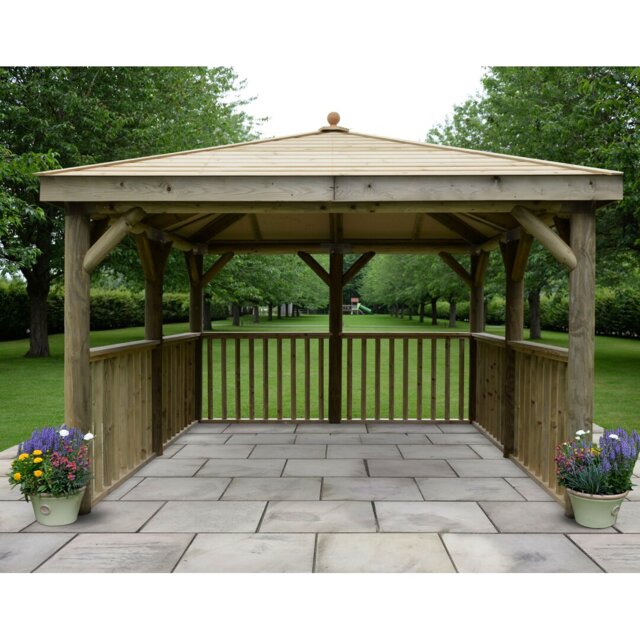 3.5m x 3.5m Wooden Gazebo with Timber Roof with Installation Service