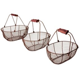 Oval Wire Basket X 3