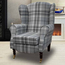 Grey Tartan Fireside Armchair