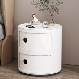 2-Shelf Round Side Table with Storage