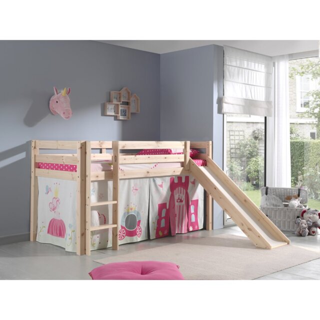 Escalera Princes Mid Sleeper Bed with Slide and Textile Set, 90 x 200cm