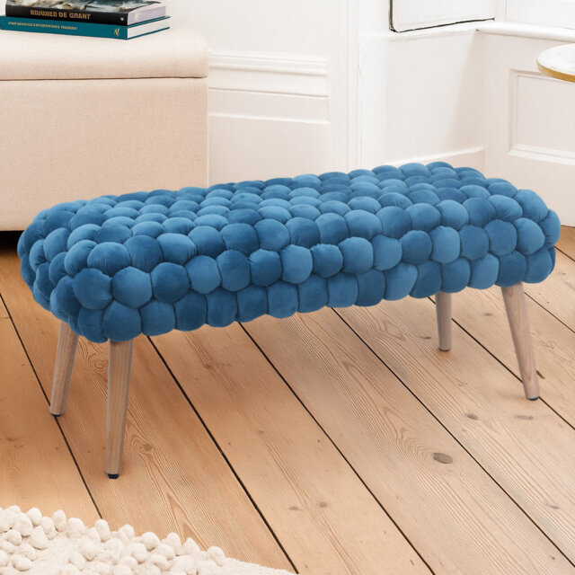 Aciel 97cm Wide Velvet Tufted Rectangle Geometric Shapes Footstool Ottoman