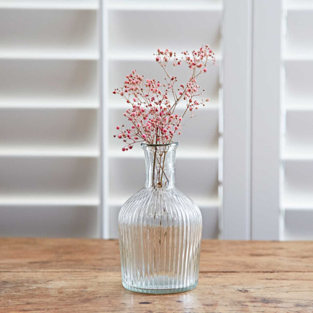 Small Rippled Glass Bottle Vase