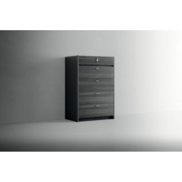 Narrow Drawer Chest With 5 Drawers And Luxury Calacatta Grey Effect Top