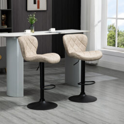 Robelmont Swivel Upholstered Steel and Faux Leather Adjustable Height Bar Stool with Steel Frame