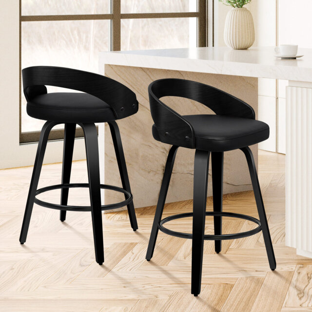Swivel Upholstered Counter Stool with Solid Wood Frame