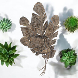Contemporary Metal Leaf Wall Décor - Hand-Finished Distressed Nature Wall Art for Living Room, Hallway and Bedroom