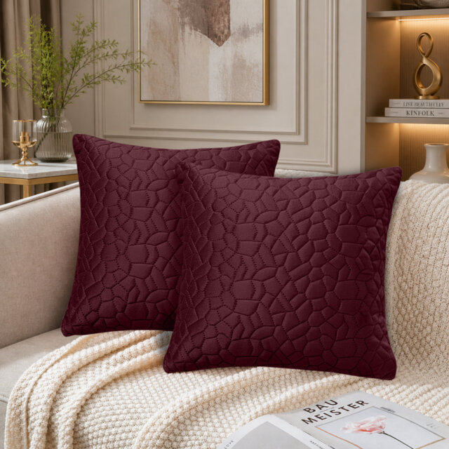Pebble Pattern Velvet Cushion Covers Set of 2 – Soft Textured Scatter Pillow Covers for Sofa, Bed & Living Room
