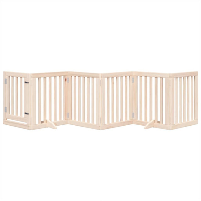 Archie & Oscar Dog Gate With Door Foldable 6 Panels Black 300 Cm Poplar Wood
