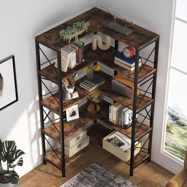 Eggertsville 167cm H x 80cm W Steel Corner Bookcase