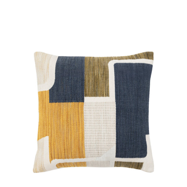 Quinn Jacquard Cushion Ochre & Navy