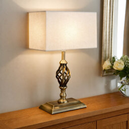 Bratton 45Cm Twist Rectangle Antique Brass Table Lamp