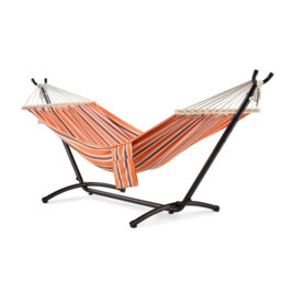Hammock with Stand ,1 Person Striped Hammock Seat with Steel Frame, Material & Adjustable Frame