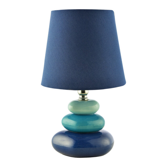 Ceramic Pebble Table Lamp With Midnight Blue Teal And Duck Egg By