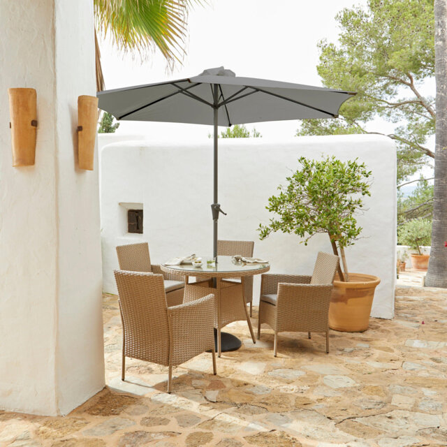 Dubose 4 - Person Garden Lounge Set with Cushions & Parasol