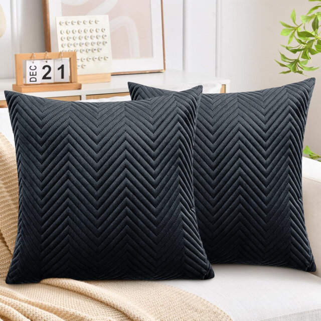 Ultra Soft Crushed Velvet Cushion Cover (Pack Of 2)