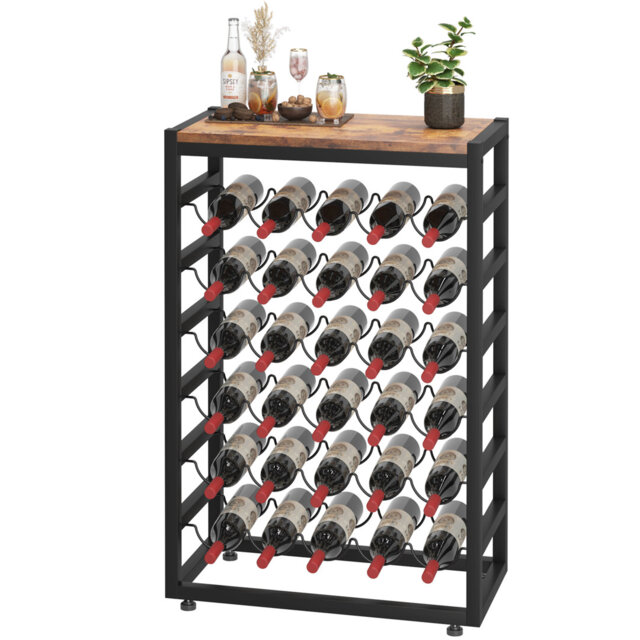 Floor Wine Bottle Rack Rustic Brown
