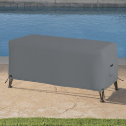 Heavy-Duty Waterproof Rectangle Ottoman Deck Box Cover, Outdoor Square Storage Box Bench Cover