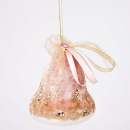 10cm Pink Santa Bell Hanging Decoration Set of 3 for Christmas Trees, Wreaths and Festive Home Displays