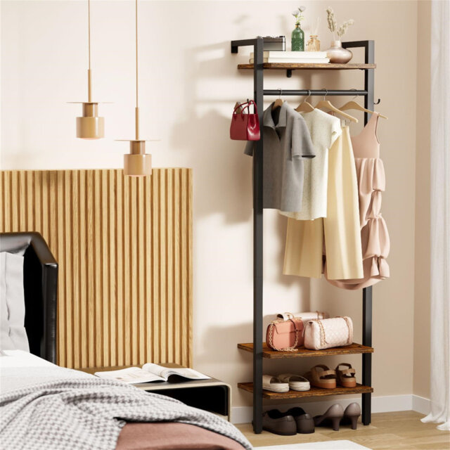 Coat Rack Wall Mounted, 180CM Tall Freestanding Clothes Rack, Garment Rack, Heavy Duty Closet Organizer,Industrial Clothes Stand For Coats, Hats & Sca