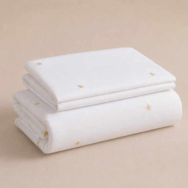 White Starry Night Duvet Cover Set – Soft Elegant Cotton Bedding Set with Pillowcases