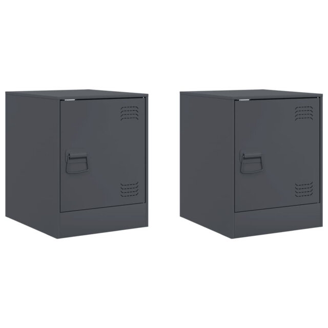 Vidaxl Bedside Cabinets 2Pcs Black 34.5X39x44 Cm Steel