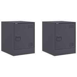 Vidaxl Bedside Cabinets 2Pcs Black 34.5X39x44 Cm Steel