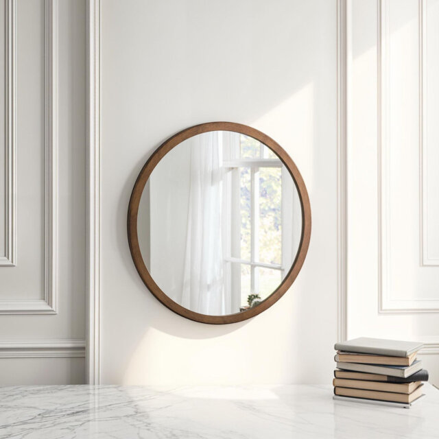 Tabatha Wood Flat Wall Mirror