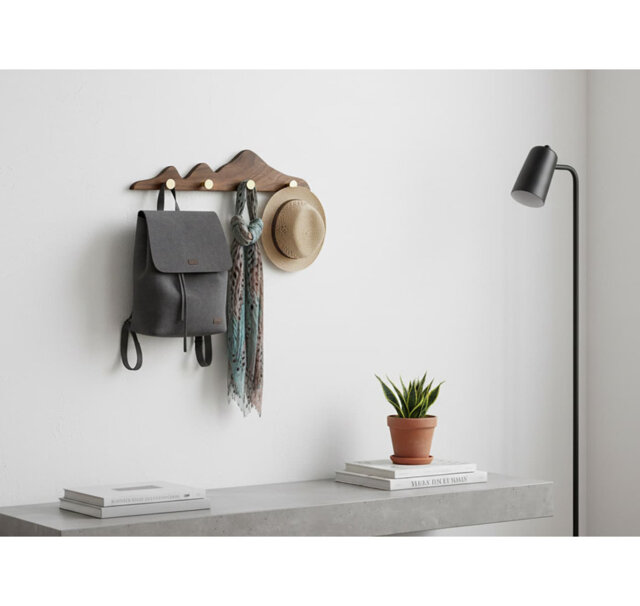 16â Gold Brass Wooden Wall Coat Rack (4 Hooks) - Heavy Duty Decorative Entryway Rail