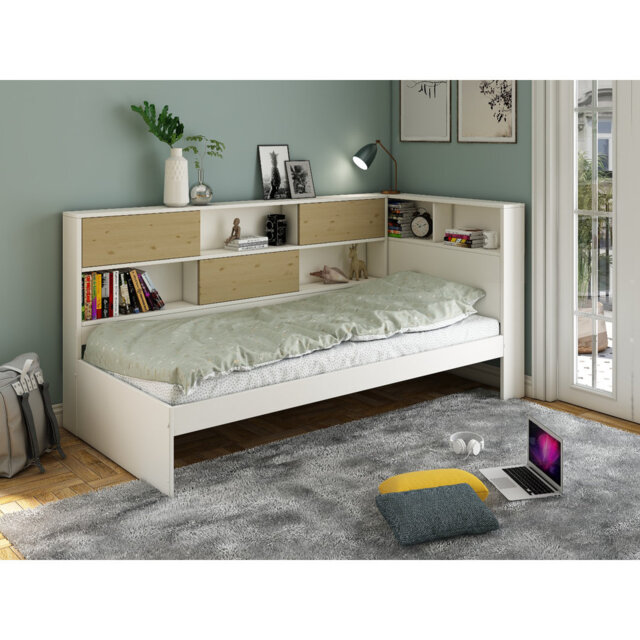 Jorgi Corner Storage Bed White & Oak