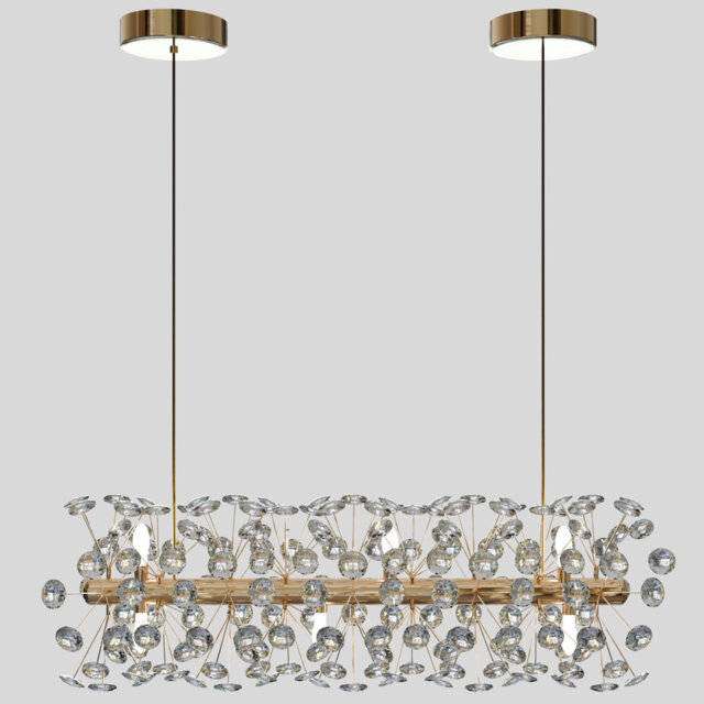 12 - Light Chandelier- Modern Clear Glass Pendant Light – Brass Finish Ceiling Drop Lamp, Retro Loft Bar Hanging Light, LED Hanging Lamp for Living Ro
