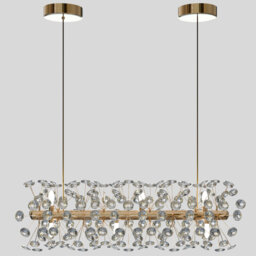 12 - Light Chandelier- Modern Clear Glass Pendant Light – Brass Finish Ceiling Drop Lamp, Retro Loft Bar Hanging Light, LED Hanging Lamp for Living Ro