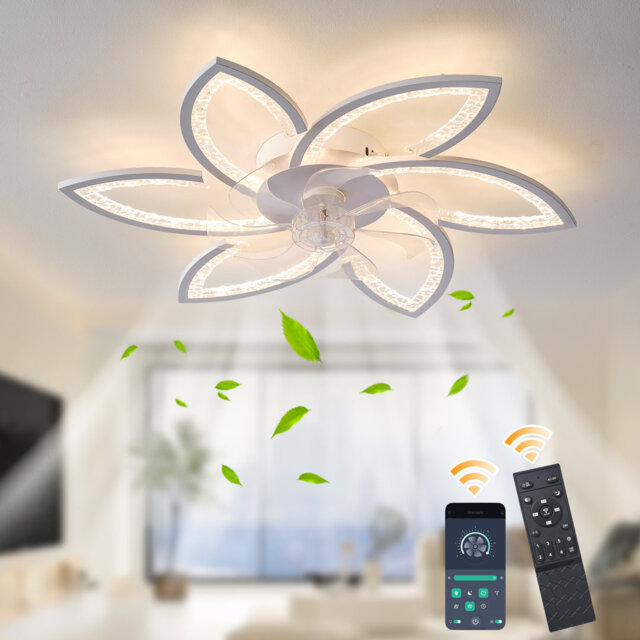 Deira 78cm 7 - Blade Reversible Dimmable LED Ceiling Fan With Remote Control And APP