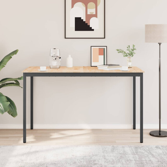 Solid Wood Top Metal Base Dining Table