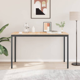 Solid Wood Top Metal Base Dining Table
