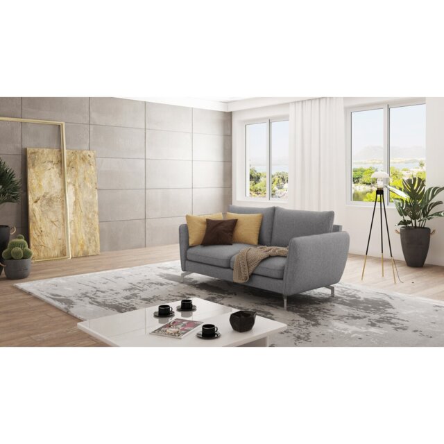 Modern Sofa 2 Seater with Silver Metal Legs