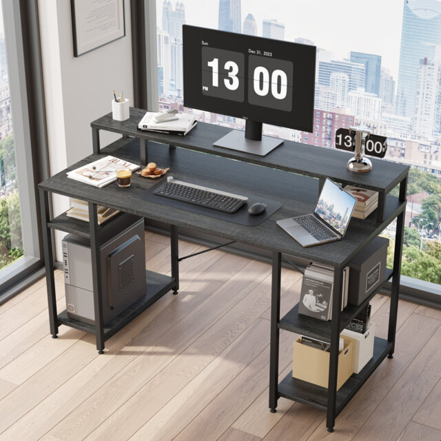 Kinslee 55inch Computer Desk with Monitor Stand