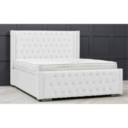 Lucio Velvet Upholstered Bed Frame - Curved Headboard, Sprung Slatted Base