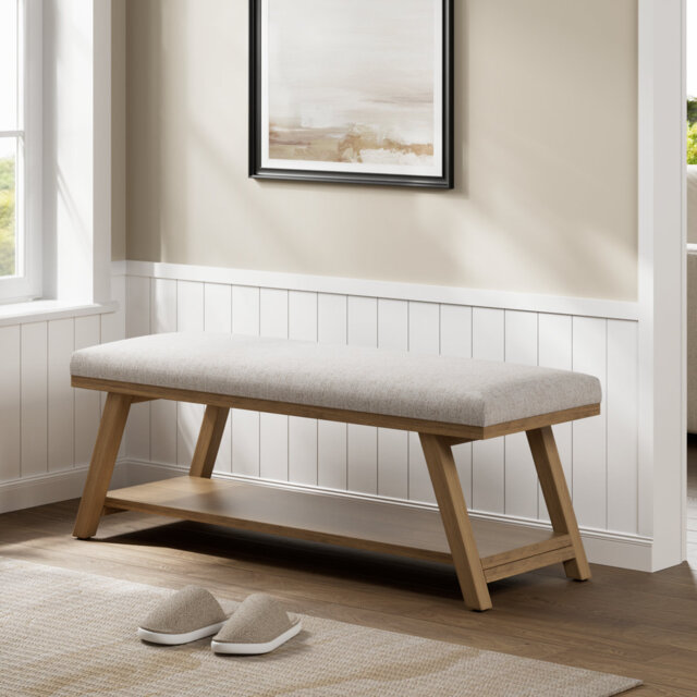 "Hahnville 45.3"" W Polyester Upholstered Storage Bench"