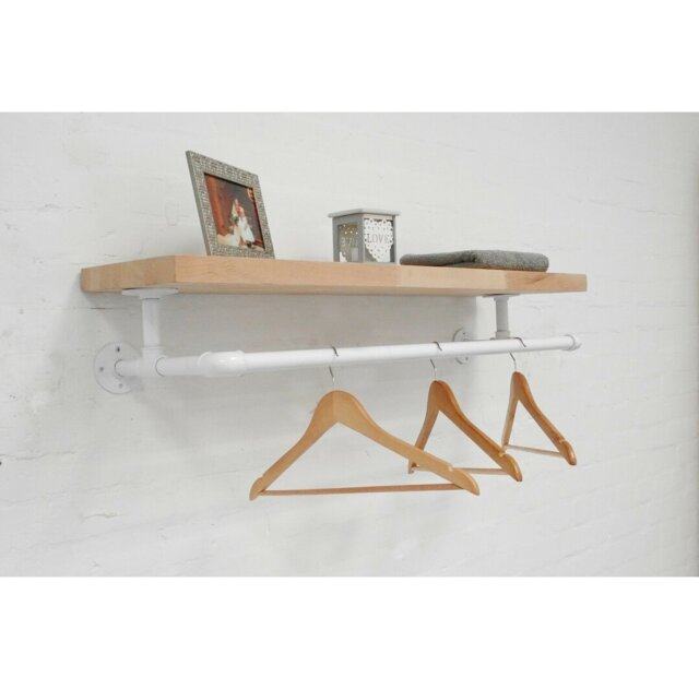 Lampley Pine Solid Wood Industrial Pipe Shelves