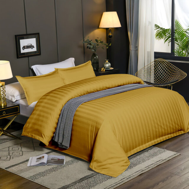 Microfibre 250 Thread Count Reversible Stripe Duvet Cover set for rooms