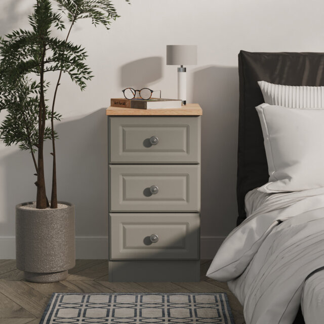Arpelar 3 Drawer Bedside Cabinet in Kashmir Ash & Bardolino Oak (Ready Assembled)