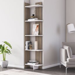 Alice 170cm H x 45cm W x 22.cm D Corner Bookcase Bookshelf Shelving Unit