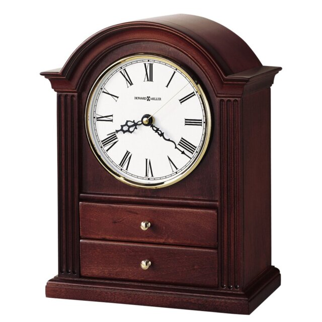 Roman Numeral Ash Solid Wood Quartz Movement / Crystal Tabletop Clock in Cherry