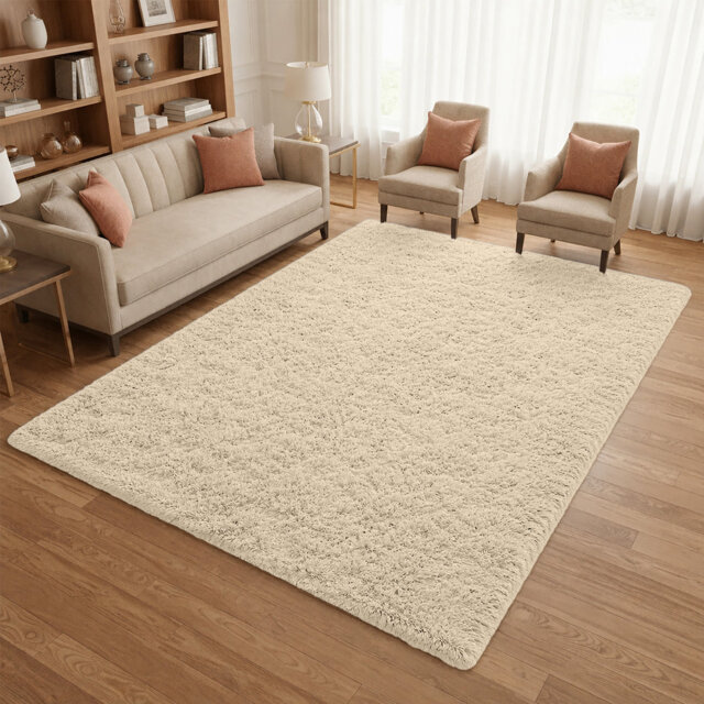 Machine Tufted High Pile Shag Area Rug(Ultra Soft & Fluffy)