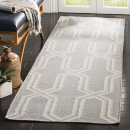 Normal Hand-Woven Flatweave Wool Grey/Ivory Area Rug
